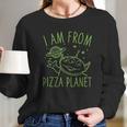 Neon Green Alien Pizza Planet Long Sleeve T-Shirt Gifts for Her