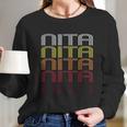 Nita Retro Wordmark Pattern Vintage Style Long Sleeve T-Shirt Gifts for Her