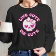 Pastel Goth Live Cute Die Cute Skull Bow And Heart Shape Long Sleeve T-Shirt Gifts for Her