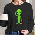 We Come In Peach Sign Hippie Green Alien Ufo Martian Long Sleeve T-Shirt Gifts for Her