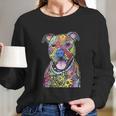 Pitbull Colourful Pit Bulls Dog Lovers Gift Long Sleeve T-Shirt Gifts for Her