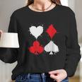 Playing Cards Poker Heart Spade Diamond Club Long Sleeve T-Shirt Gifts for Her