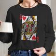 Queen Of Hearts Playing Card Funny Long Sleeve T-Shirt Gifts for Her