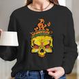 Rage Of Fire Faming Skull Creepy Skeleton Long Sleeve T-Shirt Gifts for Her