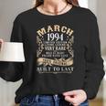 Retro March 199427Th Birthday Gift 27 Years Old Long Sleeve T-Shirt Gifts for Her