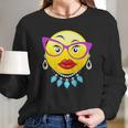 Smiling Emojis Lady Bling Face Glasses Costume Long Sleeve T-Shirt Gifts for Her