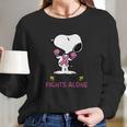 Snoopy No One Fights Alone Breast Cancer Awareness Shirt Long Sleeve T-Shirt Gifts for Her