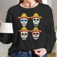 Sugar Skull Sombrero Dia De Los Muertos Mexican Day Of Dead Long Sleeve T-Shirt Gifts for Her