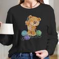 Teddy Bear Tangled In Wool | Funny Knitting Gifts Long Sleeve T-Shirt Gifts for Her