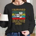 Vintage Version I Survived Toilet Paper Apocalypse 2020 Funny Long Sleeve T-Shirt Gifts for Her