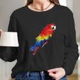 Watercolour Colourful Scarlet Macaw Parrot Bird Painting Long Sleeve T-Shirt Gifts for Her