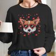 Welsh Corgi Face Heart Glasses Cute Valentines Day Dog Gift Long Sleeve T-Shirt Gifts for Her