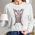 Black Chihuahua Dog In Baby Carrier With Bubble Gum Long Sleeve T-Shirt Gifts for Her