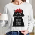 Funny Frida Kahlo Cat Art Long Sleeve T-Shirt Gifts for Her