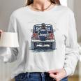 Jeep Copilot Blue Art With Dog Long Sleeve T-Shirt Gifts for Her