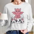 Kawaii Pastel Goth Cute Creepy Demon Cat And Skull Anime Art Long Sleeve T-Shirt Gifts for Her