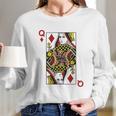 Queen Of Diamond Cards Poker Q Long Sleeve T-Shirt Gifts for Her