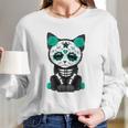 Sugar Skull Cat Day Of The Dead Cat Long Sleeve T-Shirt Gifts for Her