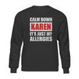 Calm Down Karen Its Just My Allergies Sarcasm Funny Meme Sweatshirt