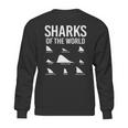 Types Of Shark Sharks Of The World Lovers Shark Fin Sweatshirt