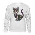 Cute Sugar Skull Mexican Cat Halloween Day Of The Dead Sweatshirt