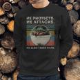 Baby Yoda He Protects He Attacks He Also Takes Naps Vintage Shirt Sweatshirt Gifts for Him