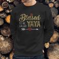 Blessed To Be Called Yaya Leopart Red Plaid Buffalo Xmas Sweatshirt Gifts for Him