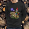 Gnome Riding Frog Hippie Peace Fantasy Psychedelic Forest Sweatshirt Gifts for Him