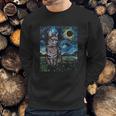 Gray Tabby Tiger Cat Starry Night Moon And Stars Art By Aja Sweatshirt Gifts for Him