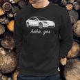 Haha Gas Tesla Model 3 Elon Musk Graphic White Funny Sweatshirt Gifts for Him