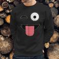 Halloween Costume Emoji Face Wink Eye Tongue Sweatshirt Gifts for Him