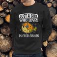 Just A Girl Who Loves Puffer Fishes Cute Puffer Fish Costume Graphic Design Printed Casual Daily Basic Sweatshirt Gifts for Him