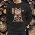 Kawaii Maneki Neko Sushi Bar Cute Sashimi Maki Roll Cat Sweatshirt Gifts for Him