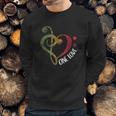 One Love Treble Bass Clef Heart Reggae Musician Sweatshirt Gifts for Him