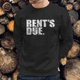 Rents Due Work Hard Bodybuilder Weightlifting Distressed Graphic Design Printed Casual Daily Basic Sweatshirt Gifts for Him