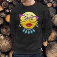 Smiling Emojis Lady Bling Face Glasses Costume Sweatshirt Gifts for Him