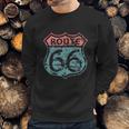 Historic American Route Icon Weathered Highway 66 Road Sign Sweatshirt Gifts for Him