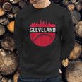 Vintage Downtown Cleveland Ohio Skyline Baseball Sweatshirt Gifts for Him