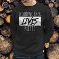 Woodworker Lives Mitre Pun Saying Carpentry Lumber Sweatshirt Gifts for Him