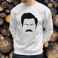 Parks And Rec Fans Ron Swanson Mustache Face Silhouette Sweatshirt Gifts for Him