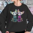 Day Of Dead Sugar Cats Skeleton Skull Sweatshirt Gifts for Her