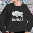 Distressed Kansas State And American Buffalo Bison Sweatshirt Gifts for Her