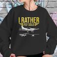 Distressed I Rather Fly Solo Funny Airplane Pilot Sweatshirt Gifts for Her