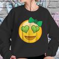 Emoji Saint Patricks Day Girls Green Heart Eyes Bow Sweatshirt Gifts for Her