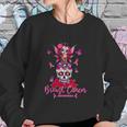 Funny Ribbon Like A Girl Sugar Skull Fight Breast Cancer Awareness Graphic Design Printed Casual Daily Basic Sweatshirt Gifts for Her