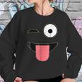 Halloween Costume Emoji Face Wink Eye Tongue Sweatshirt Gifts for Her