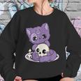 Kawaii Pastel Goth Cute Creepy Black Cat And Skull Anime Nu Sweatshirt Gifts for Her