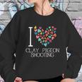 I Love Clay Pigeon Shooting Colorful Hearts Sweatshirt Gifts for Her