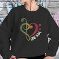 One Love Treble Bass Clef Heart Reggae Musician Sweatshirt Gifts for Her