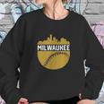 Vintage Downtown Milwaukee Wisconsin Skyline Baseball Sweatshirt Gifts for Her